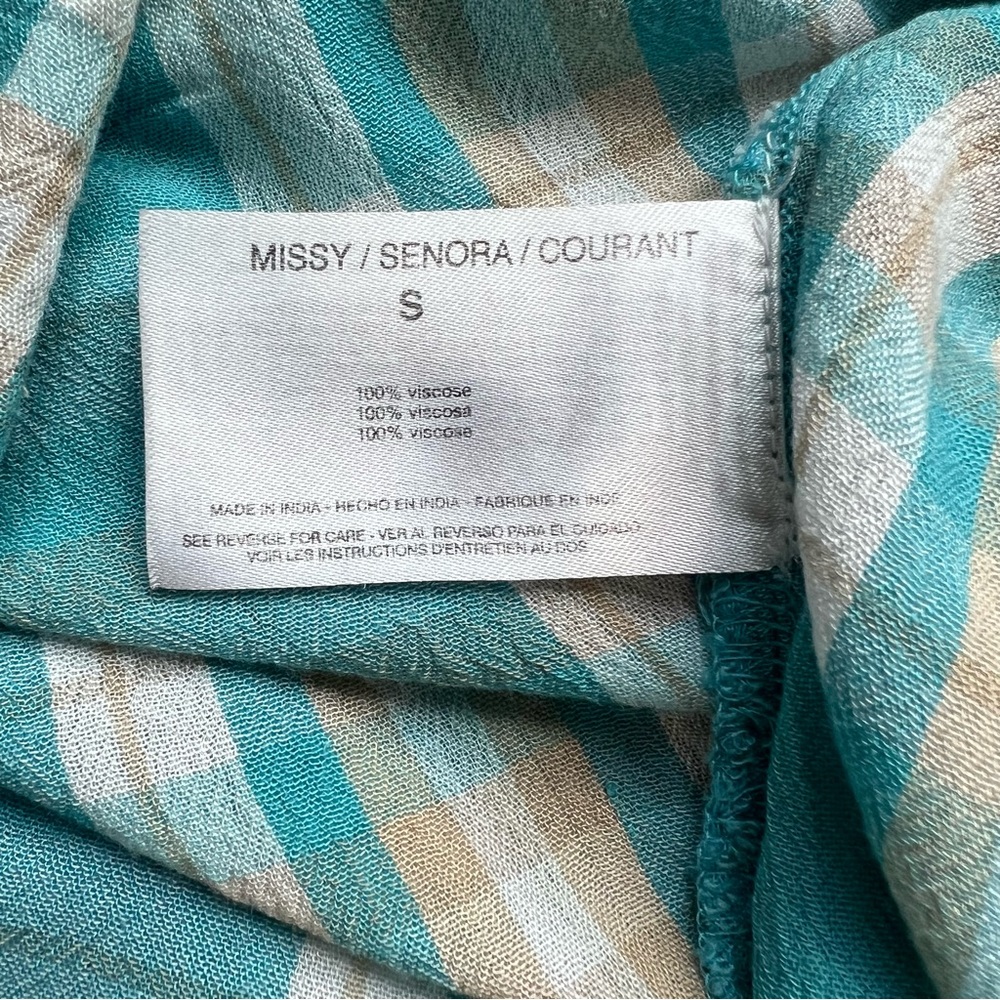 Nine West Blue and white Plaid Long Sleeves Loose Fit Lightweight Blouse Small - Picture 7 of 7